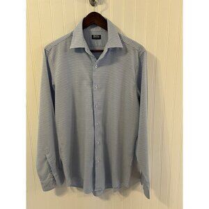 Daniel Hechter Paris Buttoned Shirt Men’s 15/15.5 Blue/White Check Soft Fabric